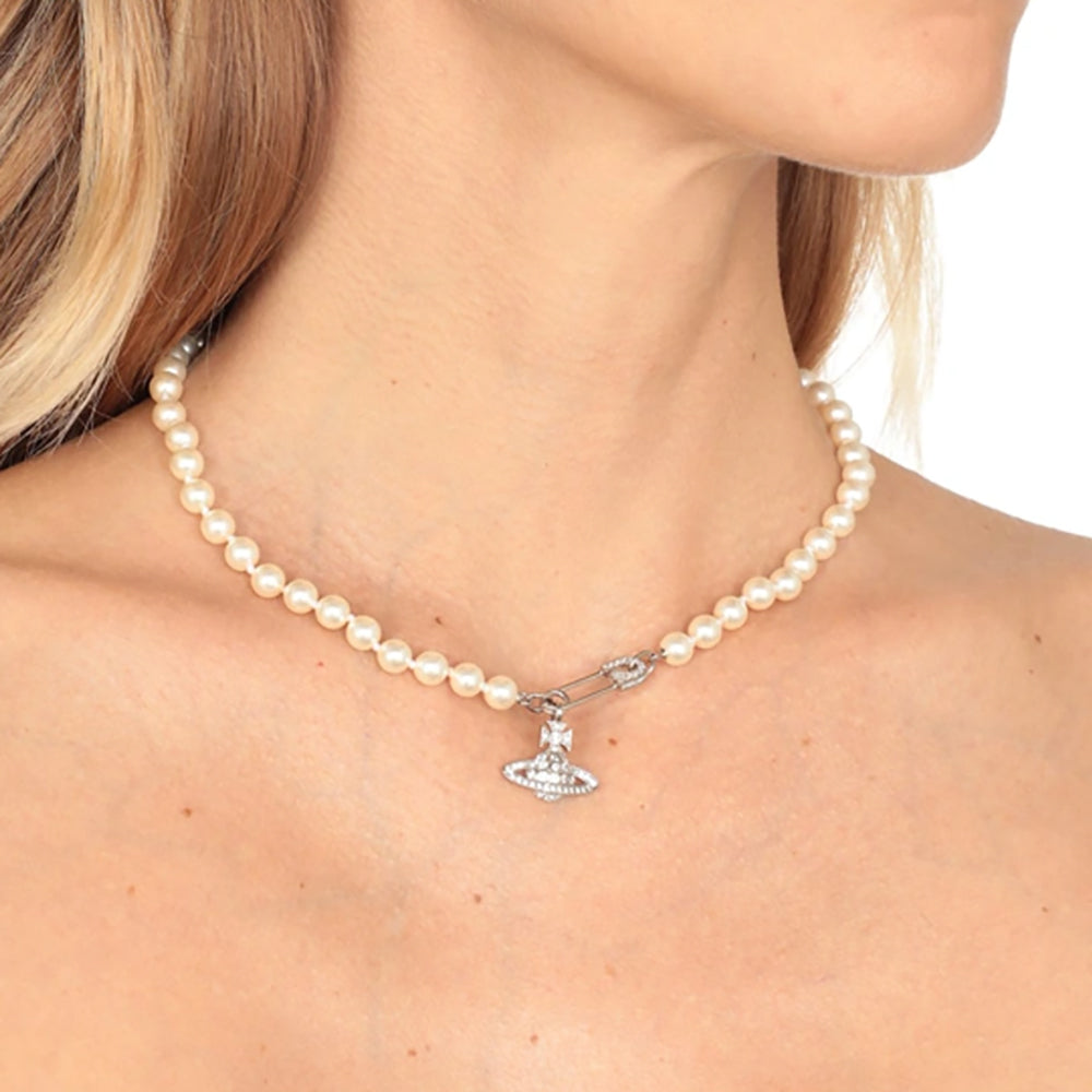 Lucrece Pearl Choker Planet Orb Necklace