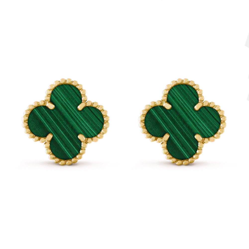 Clover Four Leaf Stud Earrings 925 Silver 18k Gold Plated - Multiple Colours Available