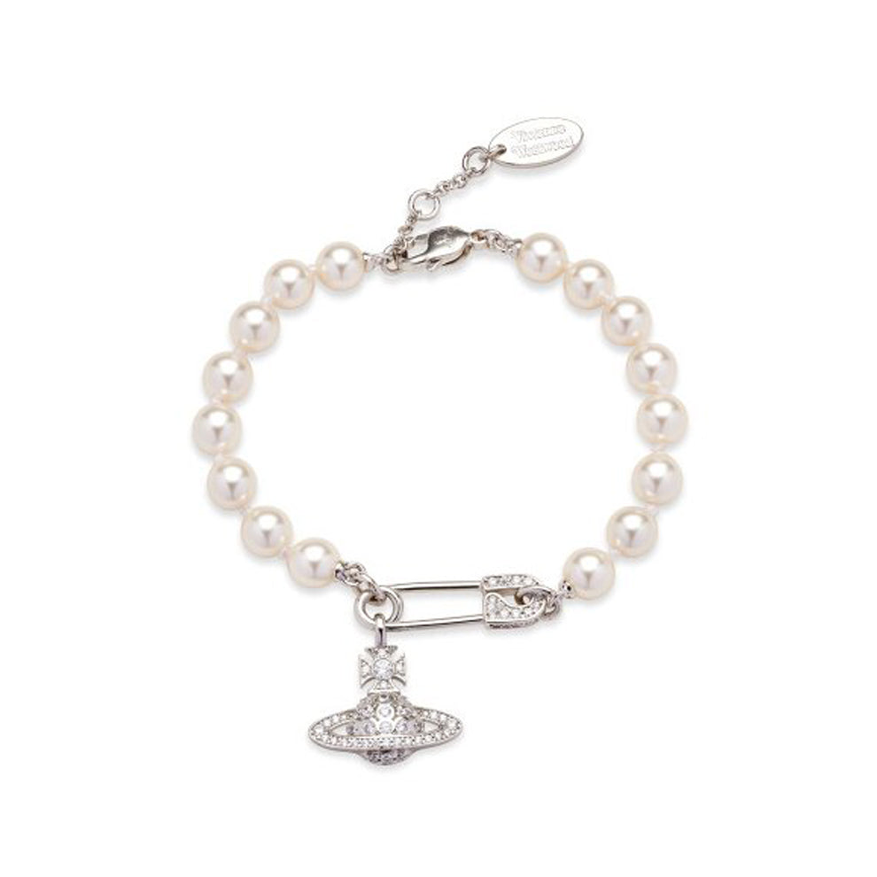 Lucrece Pearl Orb Planet Safety Pin Bracelet