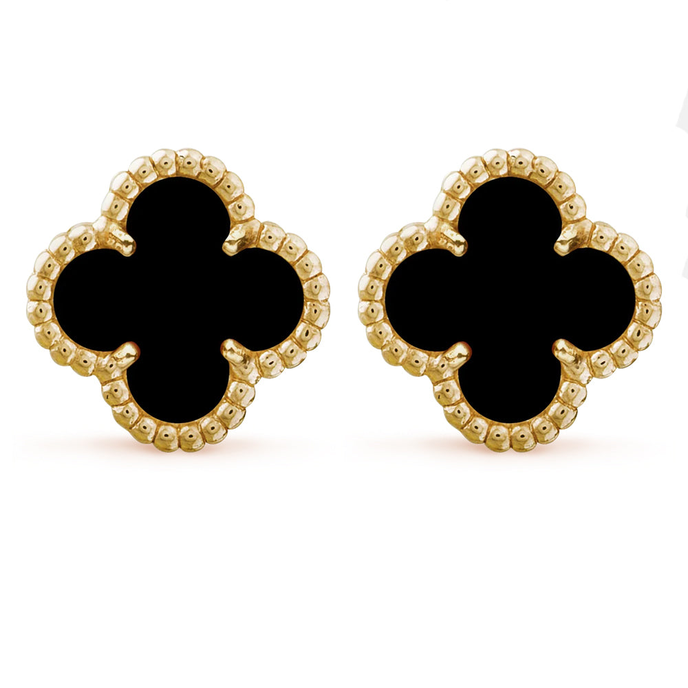 Clover Four Leaf Stud Earrings 925 Silver 18k Gold Plated - Multiple Colours Available