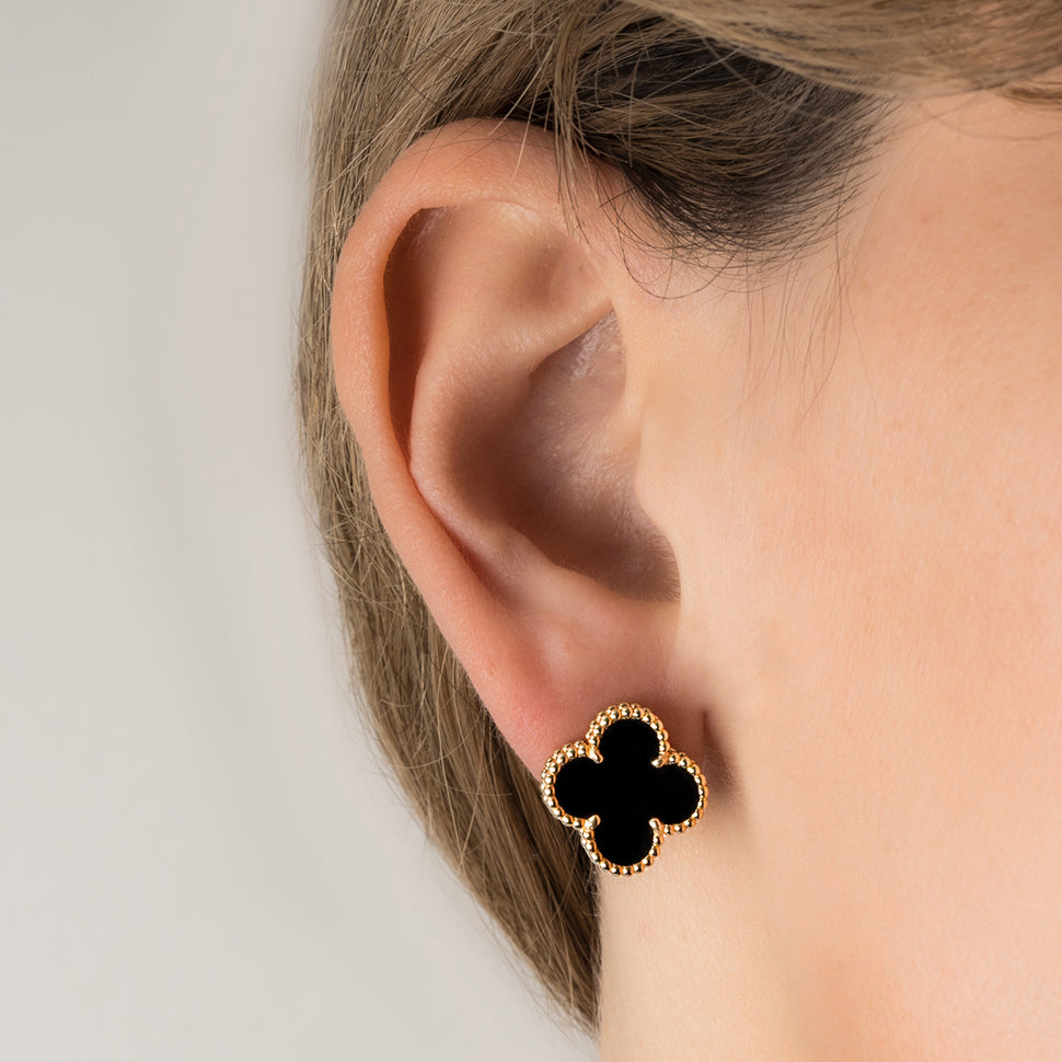 Clover Four Leaf Stud Earrings 925 Silver 18k Gold Plated - Multiple Colours Available