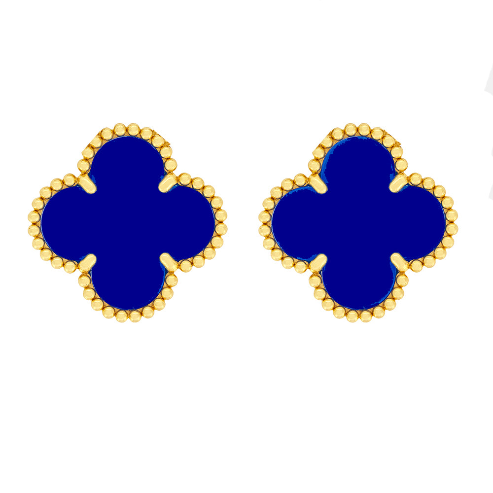 Clover Four Leaf Stud Earrings 925 Silver 18k Gold Plated - Multiple Colours Available