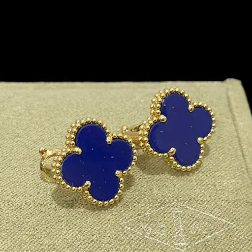 Clover Four Leaf Stud Earrings 925 Silver 18k Gold Plated - Multiple Colours Available