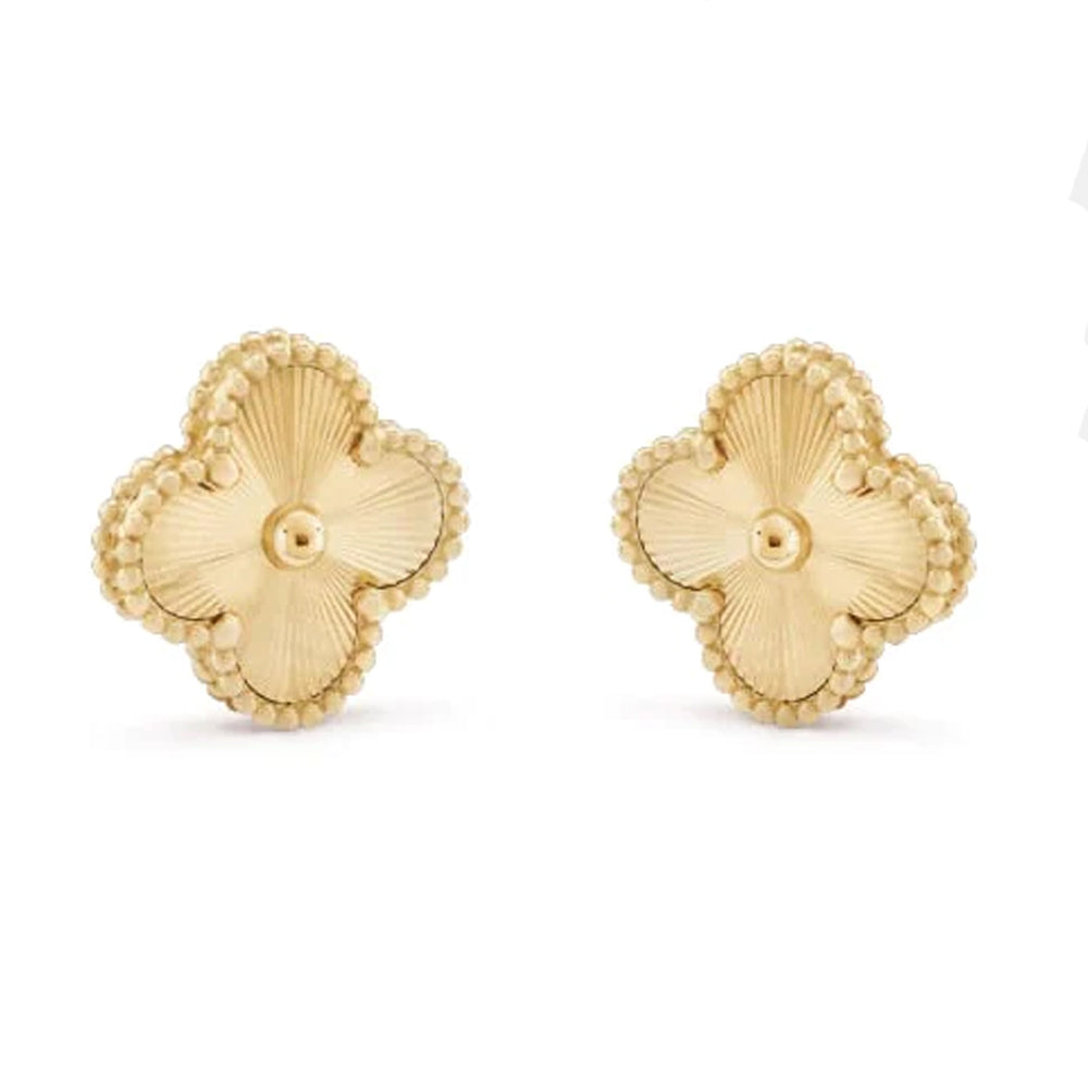 Clover Four Leaf Stud Earrings 925 Silver 18k Gold Plated - Multiple Colours Available