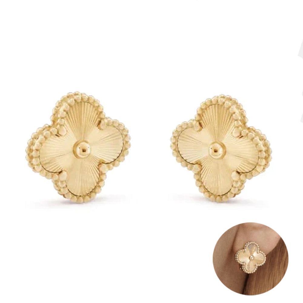 Clover Four Leaf Stud Earrings 925 Silver 18k Gold Plated - Multiple Colours Available