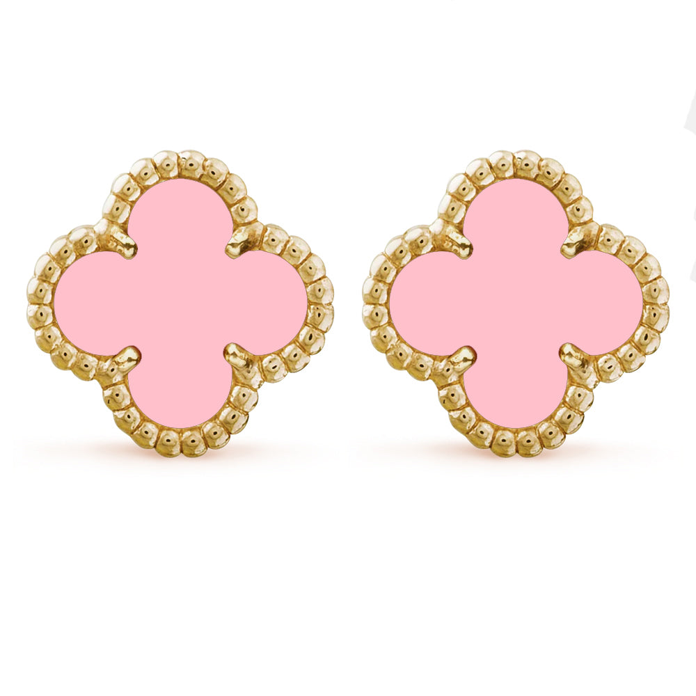Clover Four Leaf Stud Earrings 925 Silver 18k Gold Plated - Multiple Colours Available