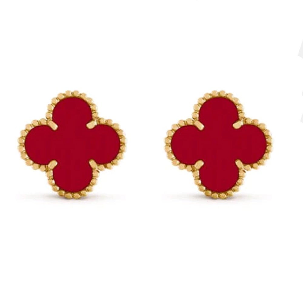 Clover Four Leaf Stud Earrings 925 Silver 18k Gold Plated - Multiple Colours Available