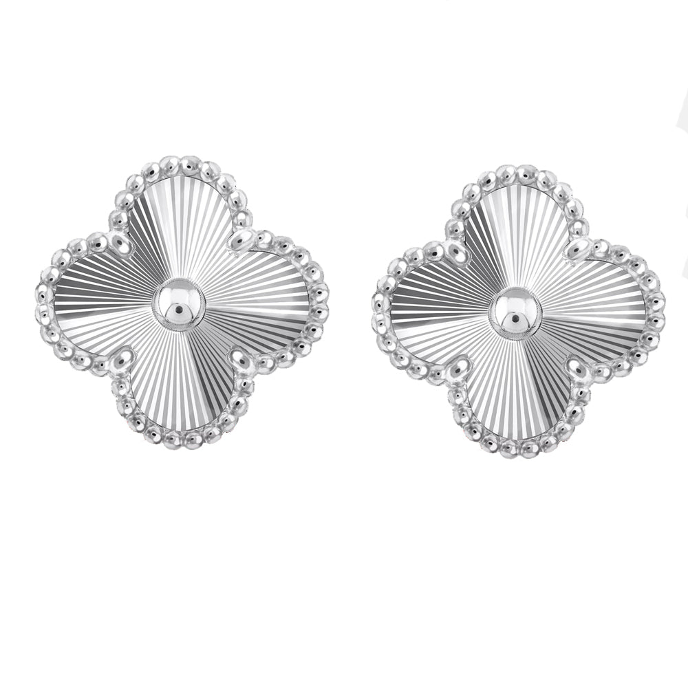 Clover Four Leaf Stud Earrings 925 Silver 18k Gold Plated - Multiple Colours Available