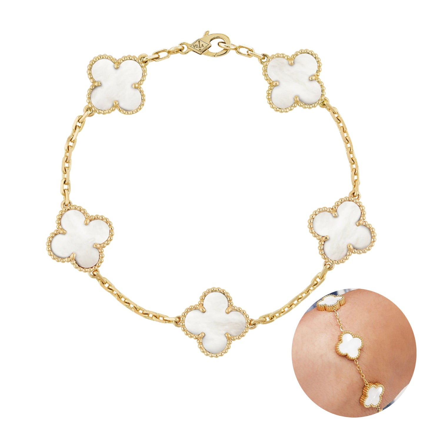Clover Four Leaf Bracelet 925 Silver 18k Gold Plated - Multiple Colours Available