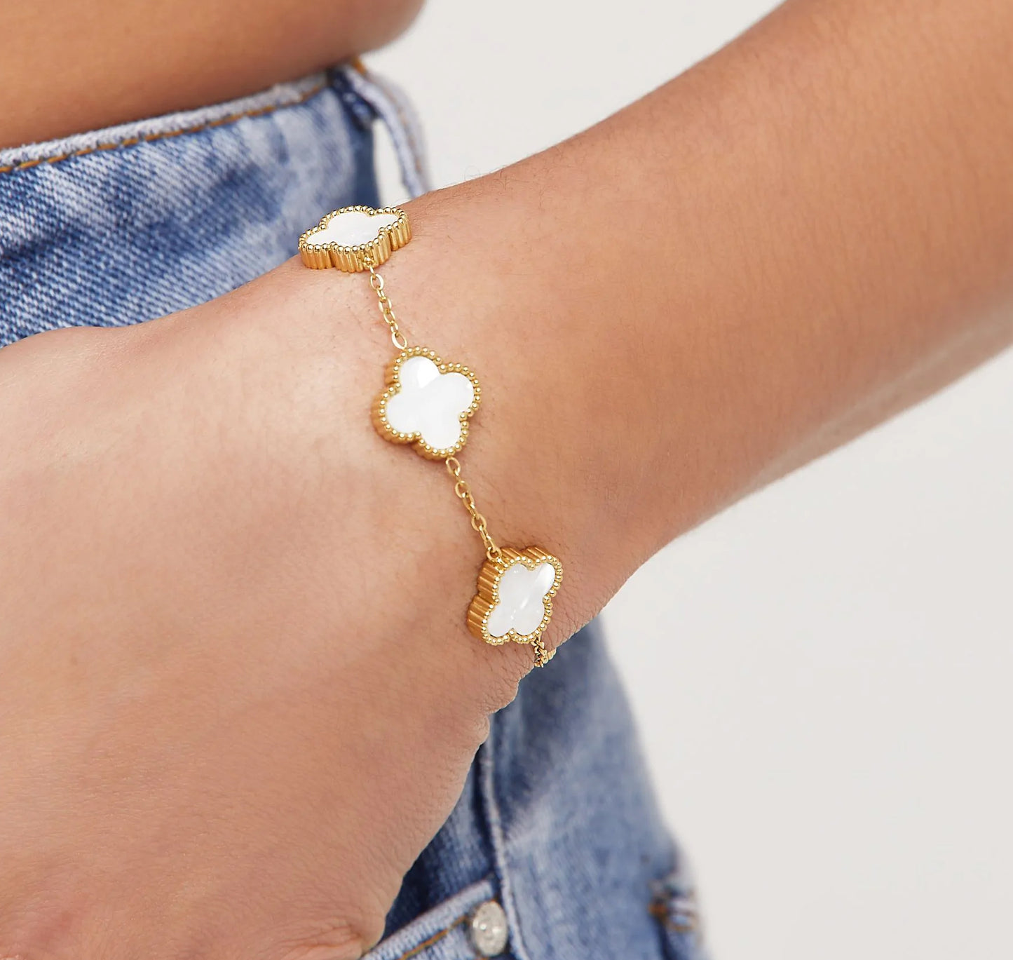 Clover Four Leaf Bracelet 925 Silver 18k Gold Plated - Multiple Colours Available