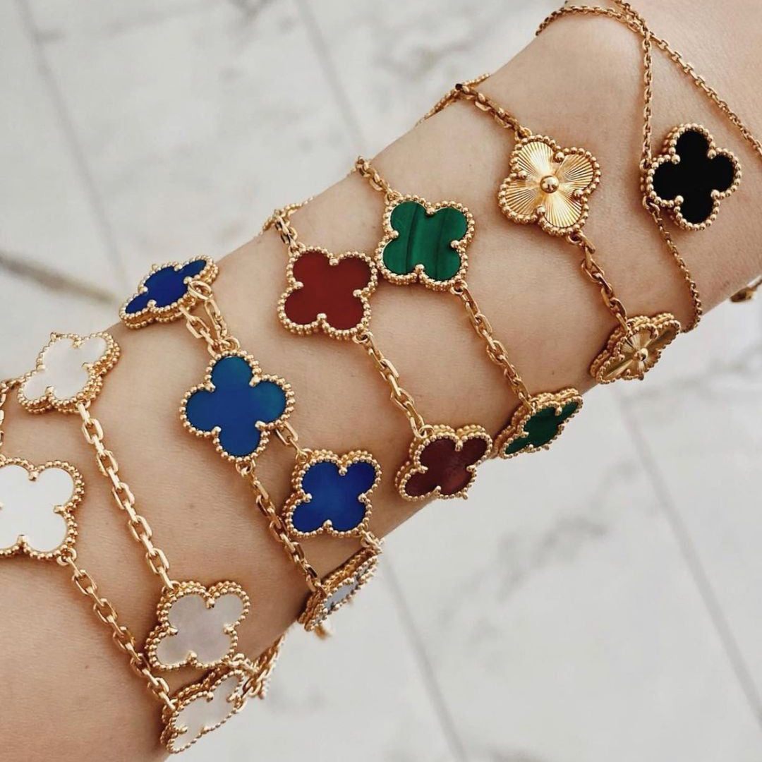 Clover Four Leaf Bracelet 925 Silver 18k Gold Plated - Multiple Colours Available