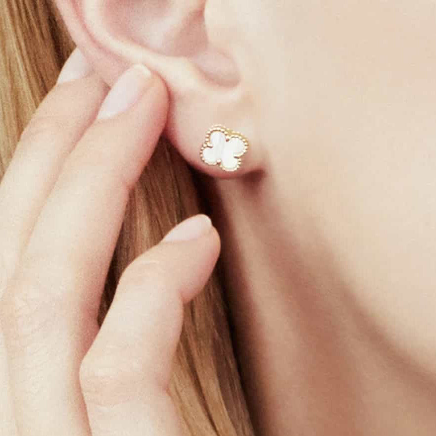 Clover Four Leaf Stud Earrings 925 Silver 18k Gold Plated - Multiple Colours Available
