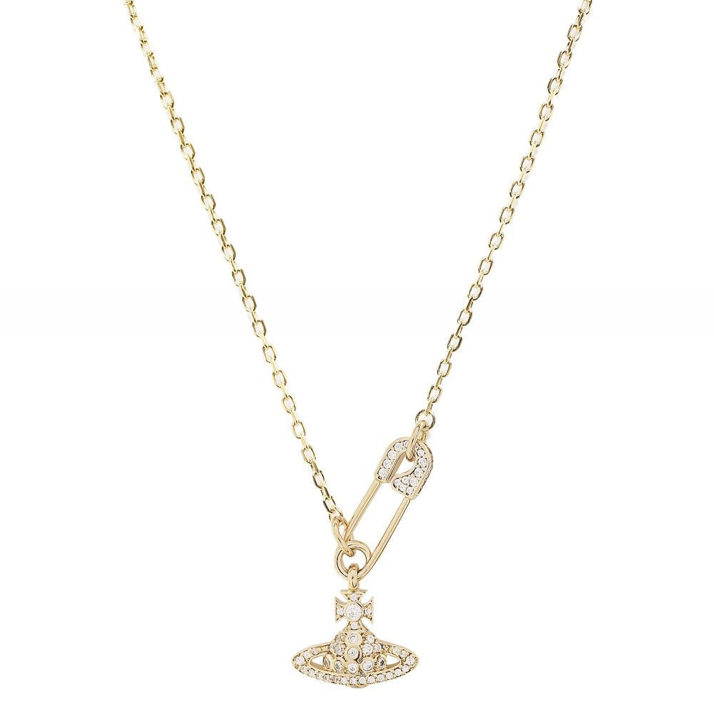 Stainless Lucrece Safety Pin Planet Orb Necklace