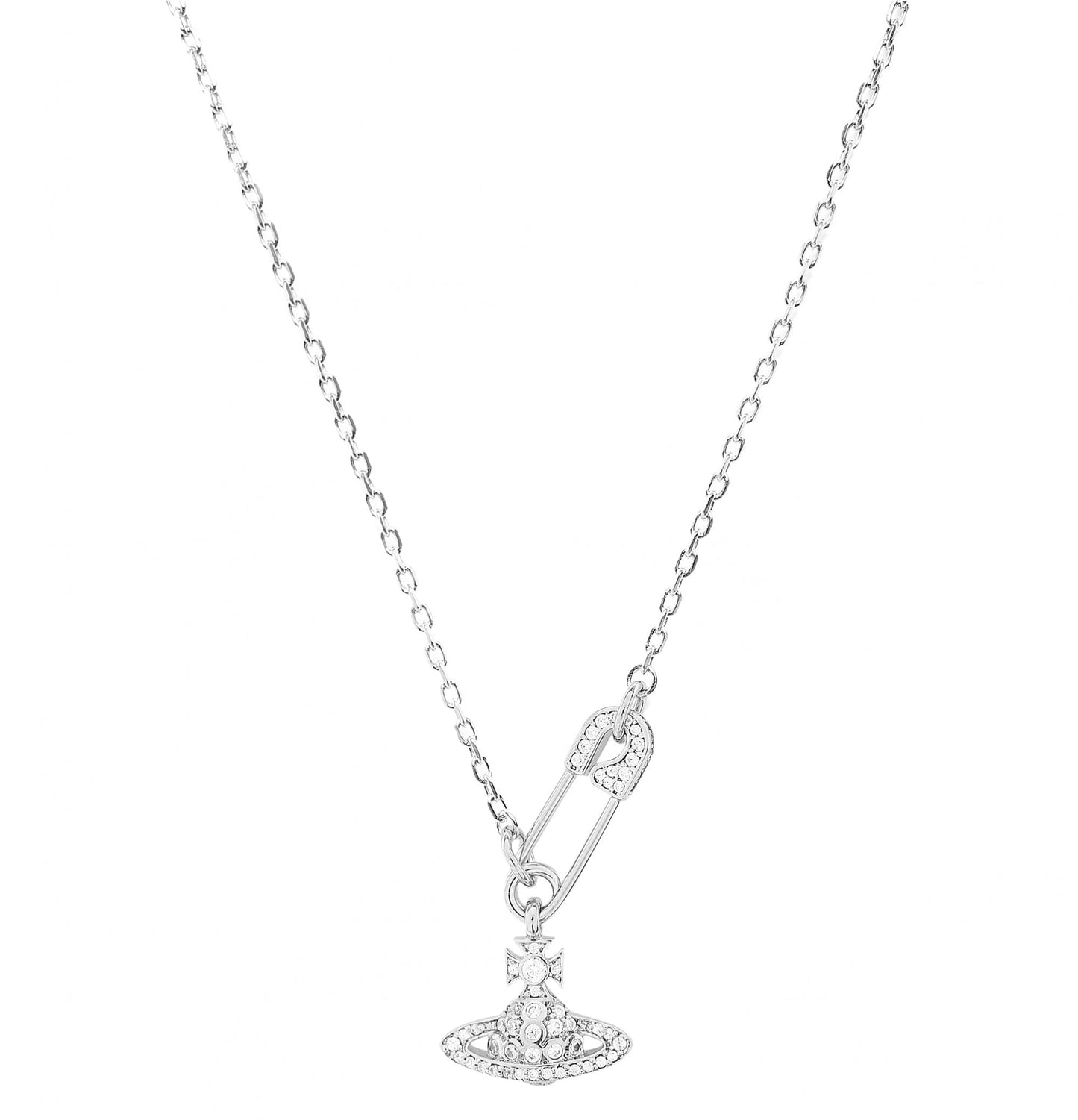 Stainless Lucrece Safety Pin Planet Orb Necklace
