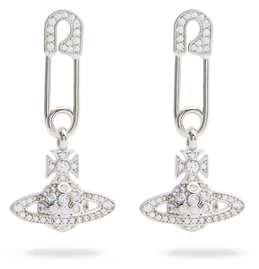 Stainless Lucrece Safety Pin Planet Orb Necklace Earrings Set