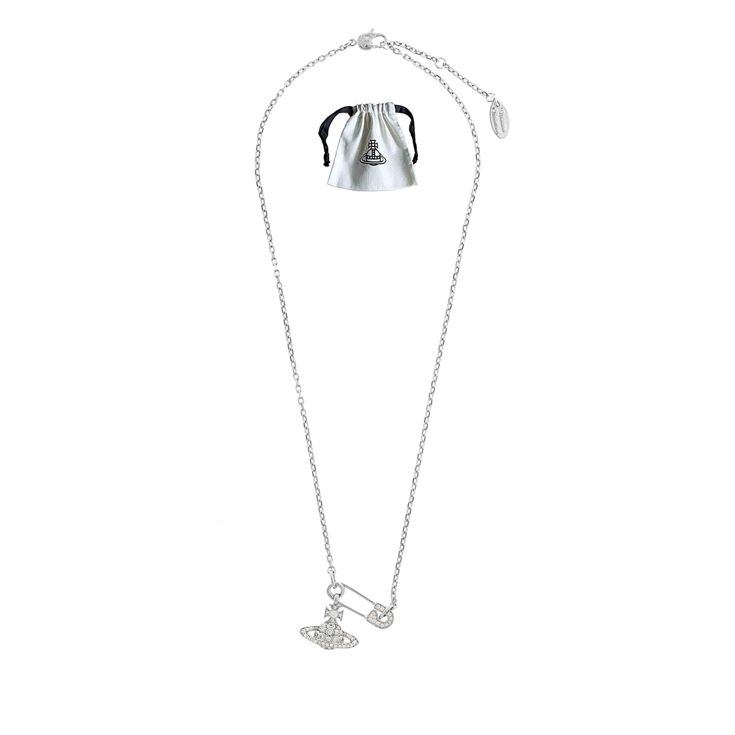 Stainless Lucrece Safety Pin Planet Orb Necklace