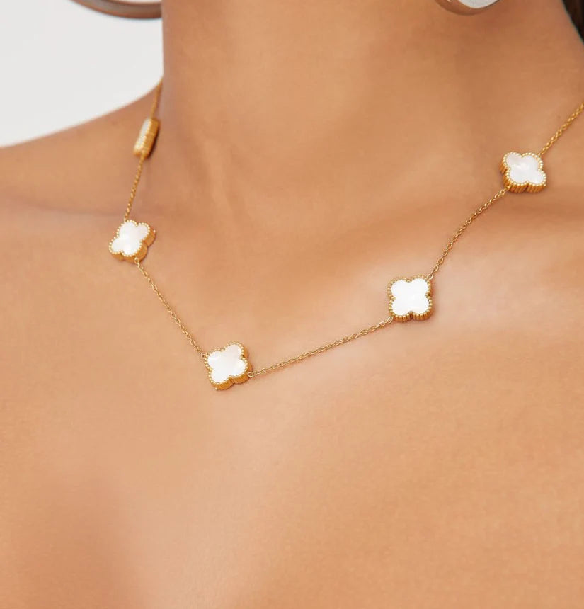 Clover Four Leaf Multi Necklace Stainless 18k Gold Plated - Multiple Colours Available