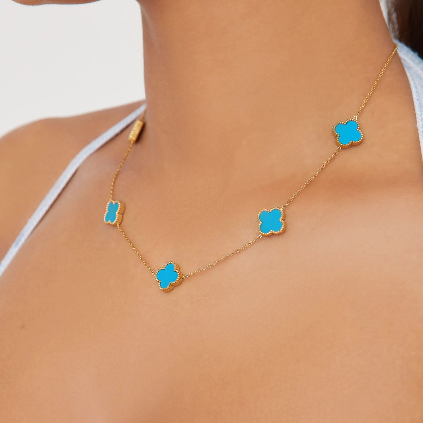 Clover Four Leaf Multi Necklace Stainless 18k Gold Plated - Multiple Colours Available