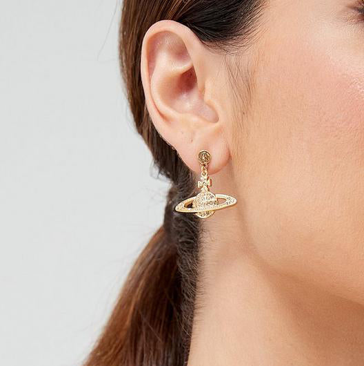Vivienne Westwood Planet Orb Crystal Mini Bas Relief Drop Earrings