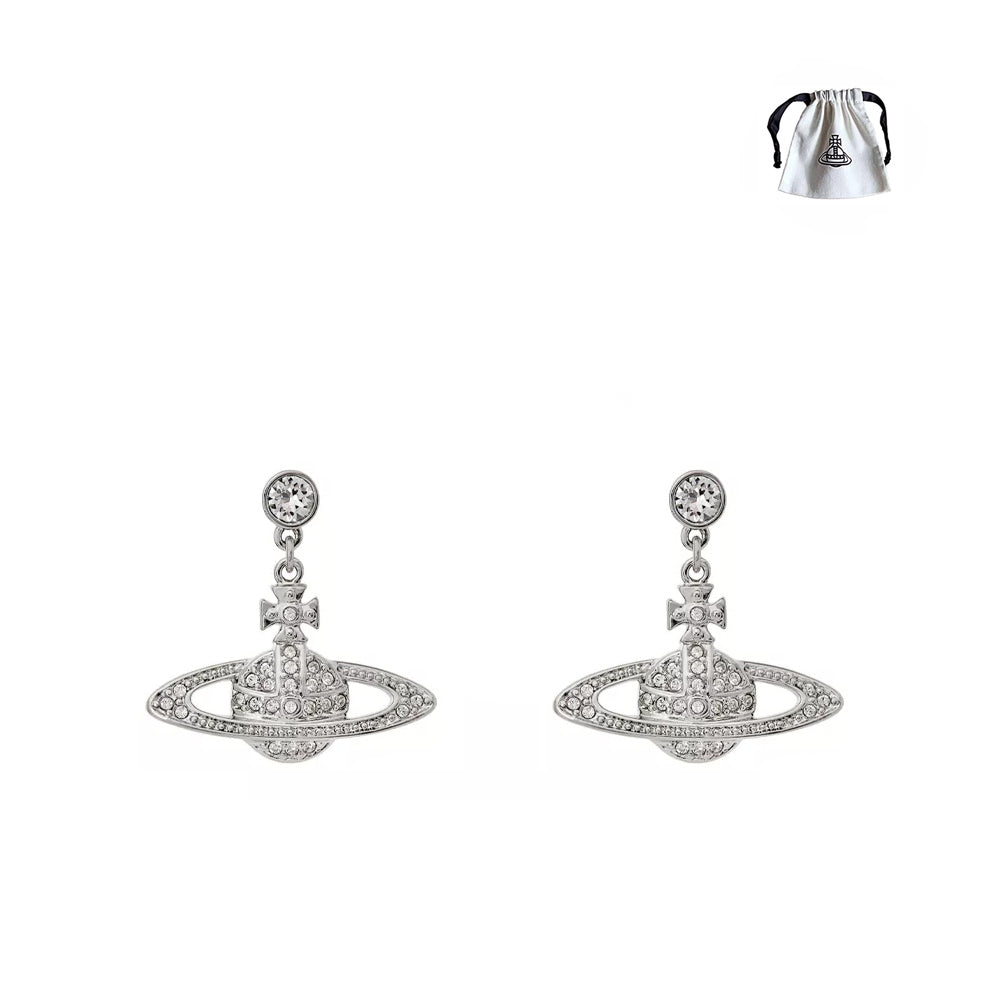 Vivienne Westwood Planet Orb Crystal Mini Bas Relief Drop Earrings