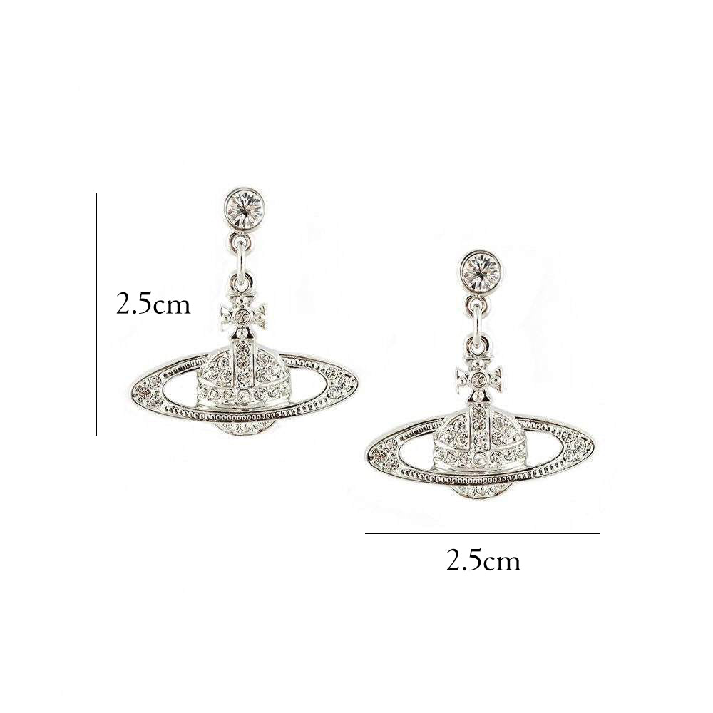 Vivienne Westwood Planet Orb Crystal Mini Bas Relief Drop Earrings